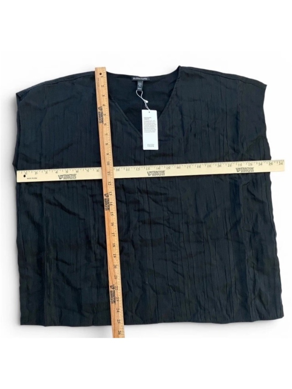 NWT EILEEN FISHER Silk Black jacquard Box Top with subtle sheen runs large Med - Picture 9 of 11